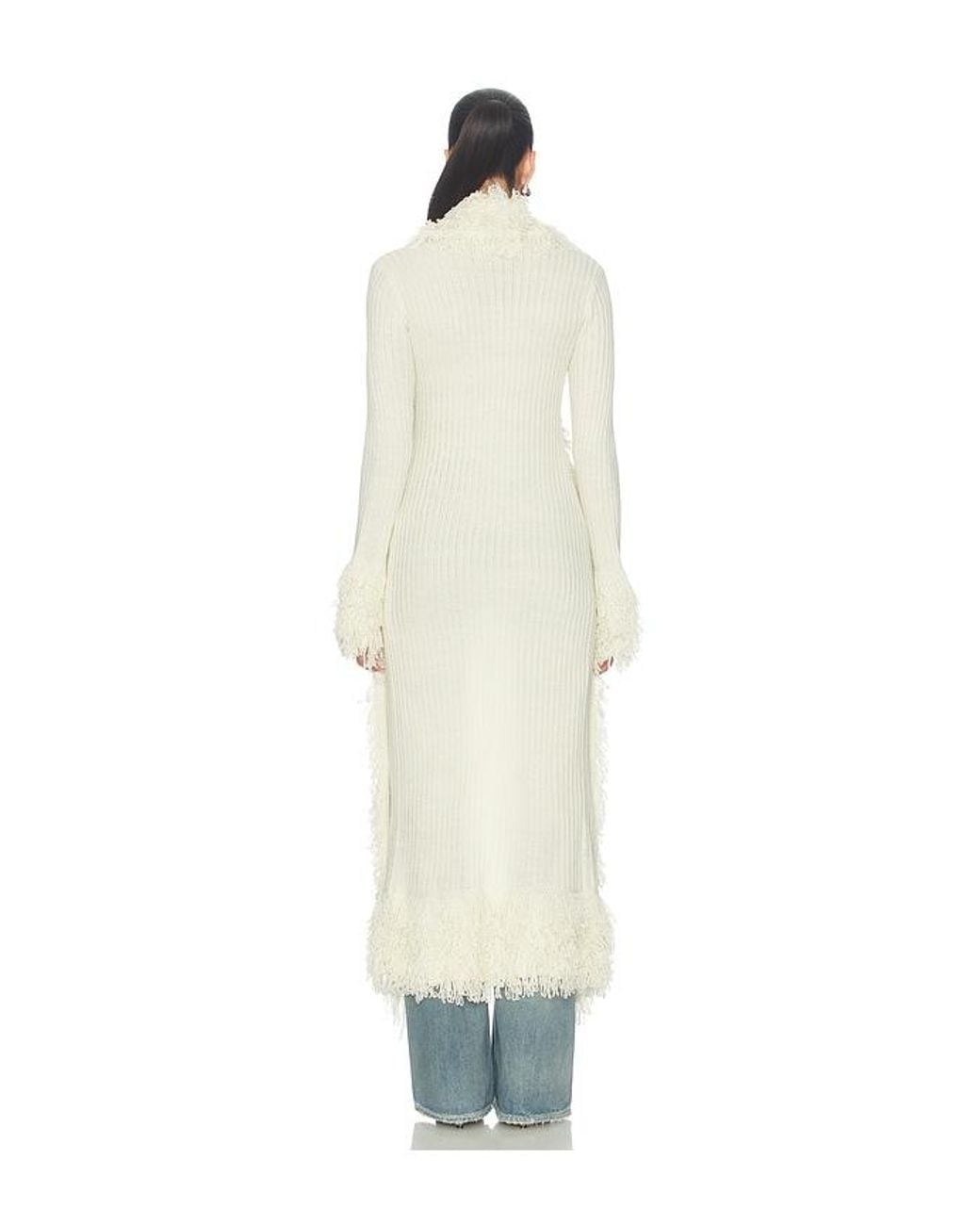 superdown White Caterina Shaggy Maxi Cardigan