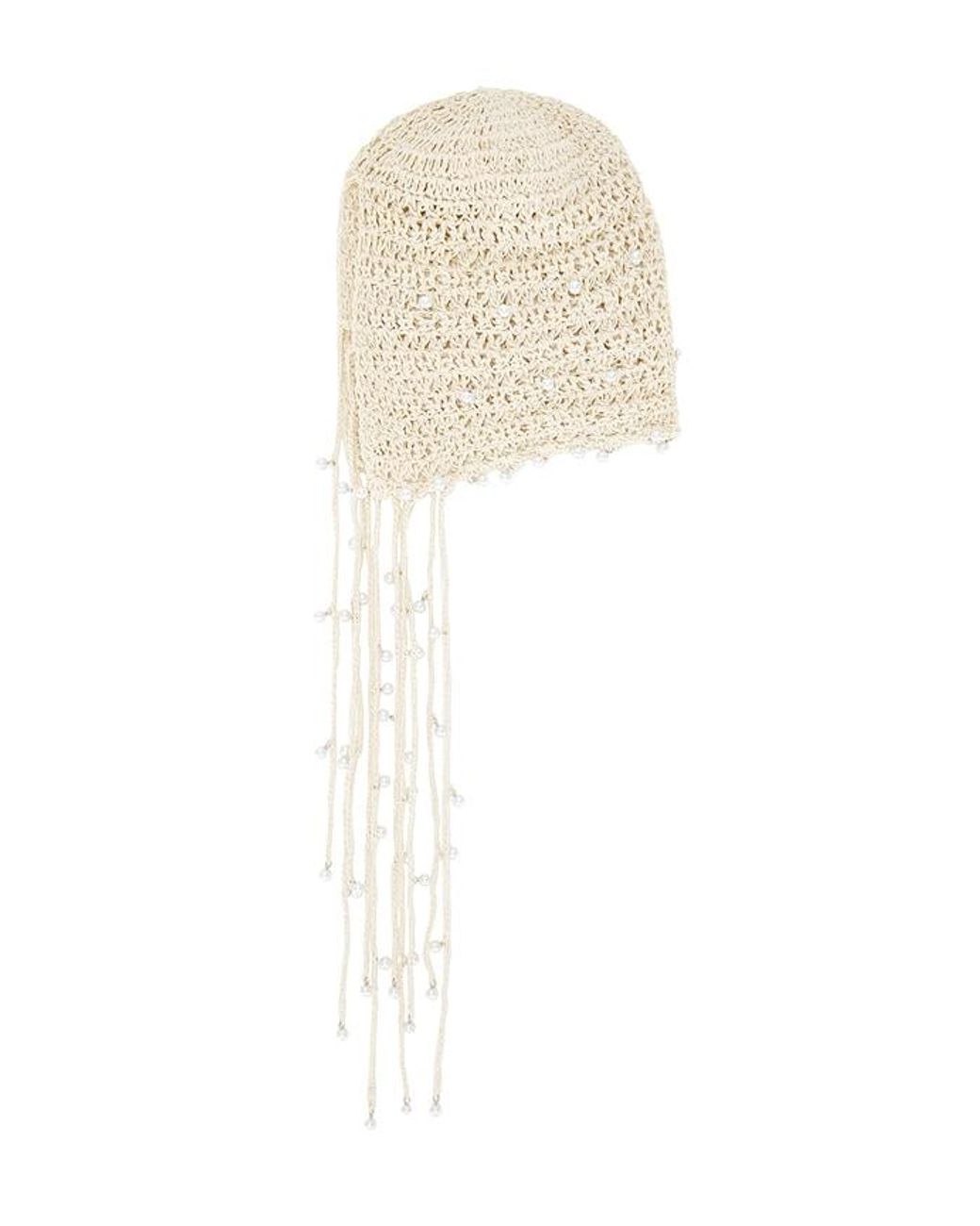 Lovers + Friends White Mira Crochet Hat