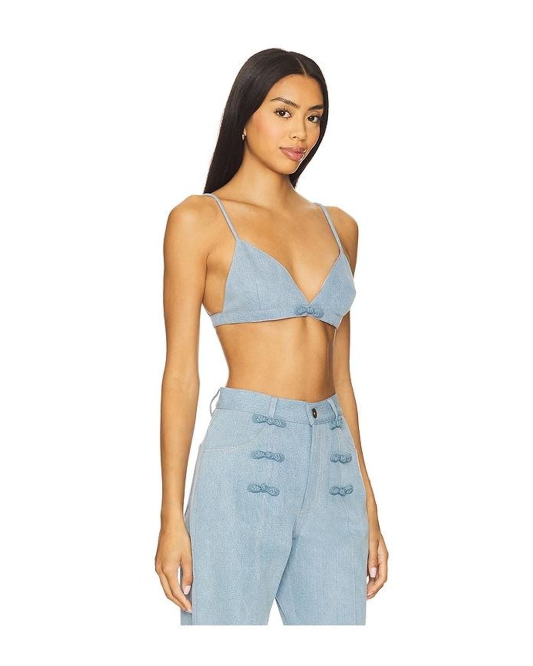 SAU LEE Blue Cleo Denim Bralette