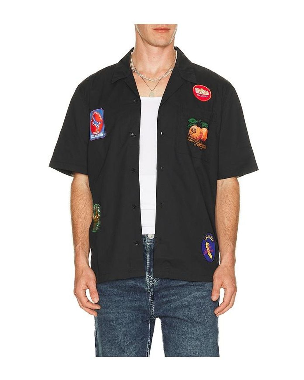 True Religion Black Camp Collar Shirt for men