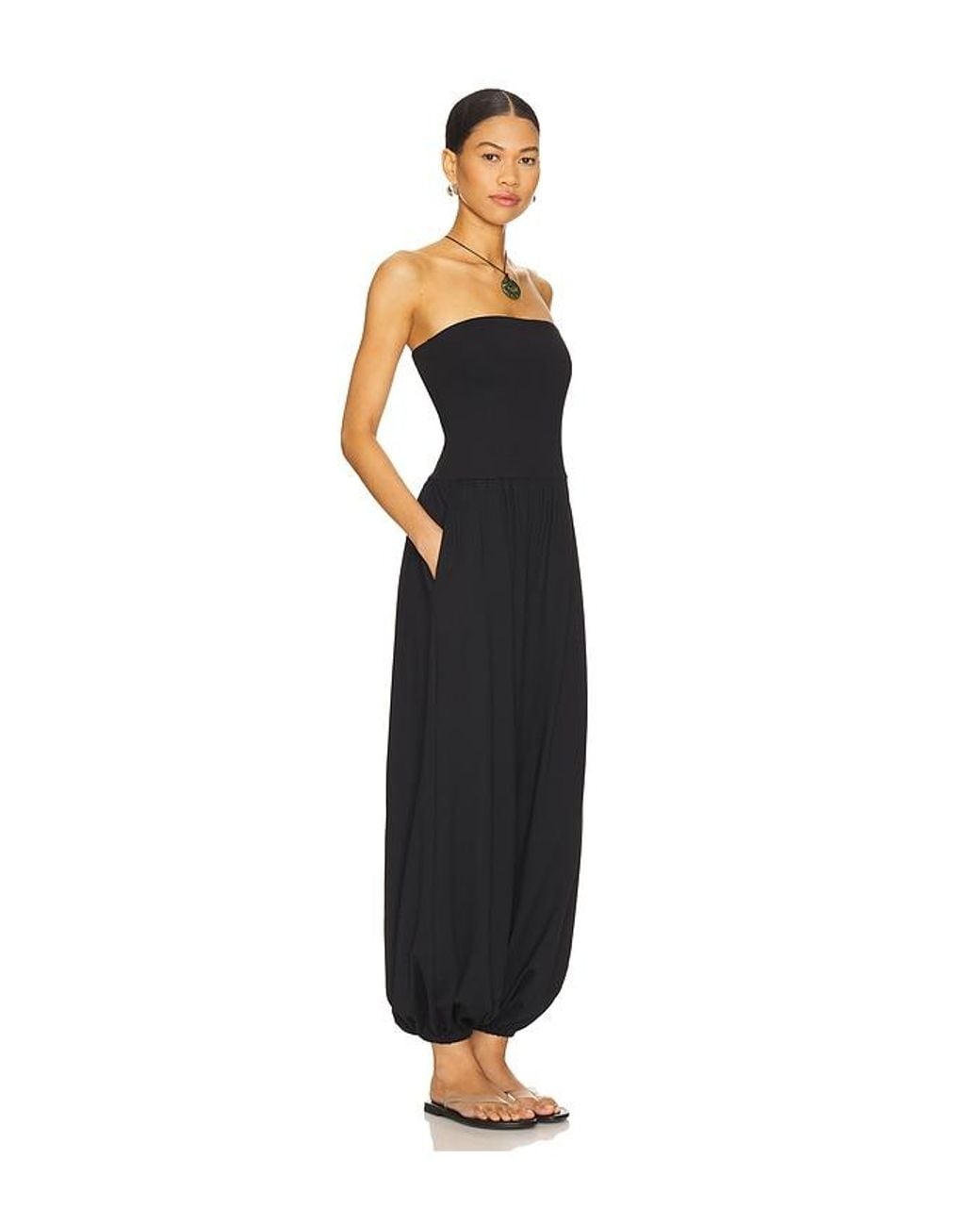 Susana Monaco Black Tube Gathered Ankle Jumpsuit