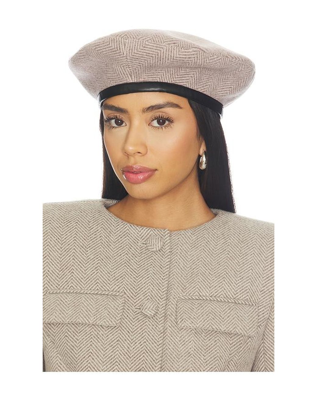 Naked Wardrobe Gray Suiting Chevron Beret