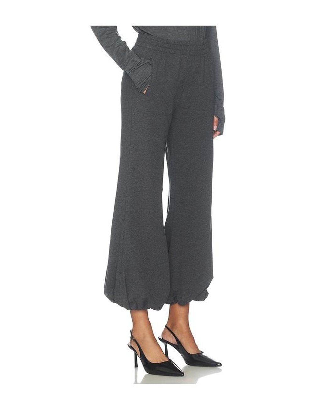 Norma Kamali Gray Boyfriend Puff Jog Pant