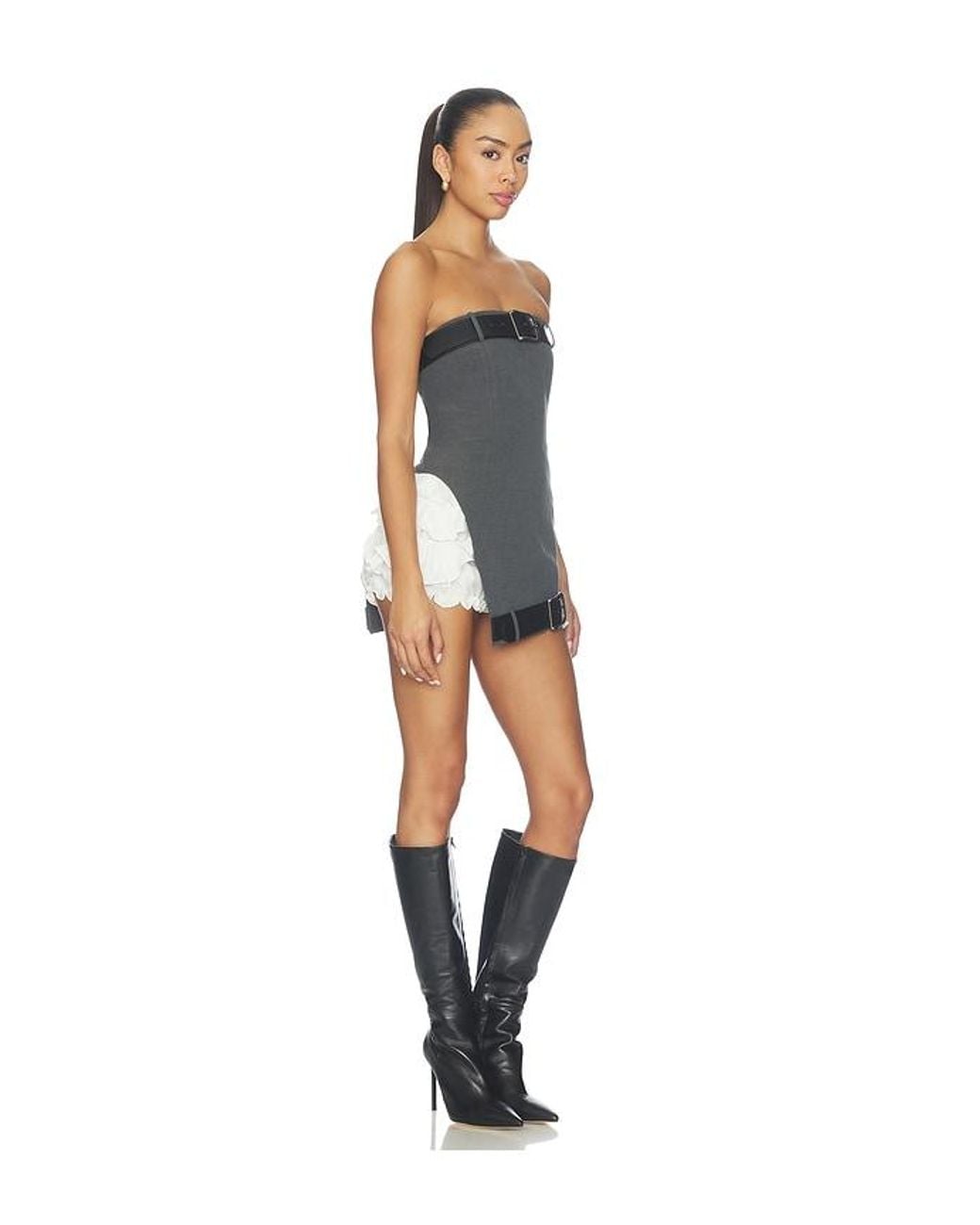 MARRKNULL Gray Dislocation Crop Dress