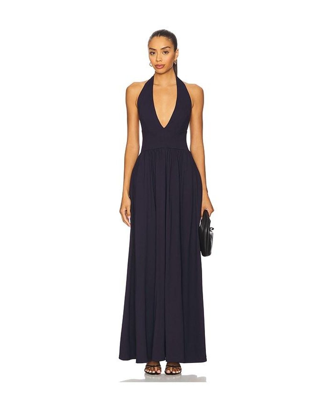 Susana Monaco Blue Halter Gathered Dress