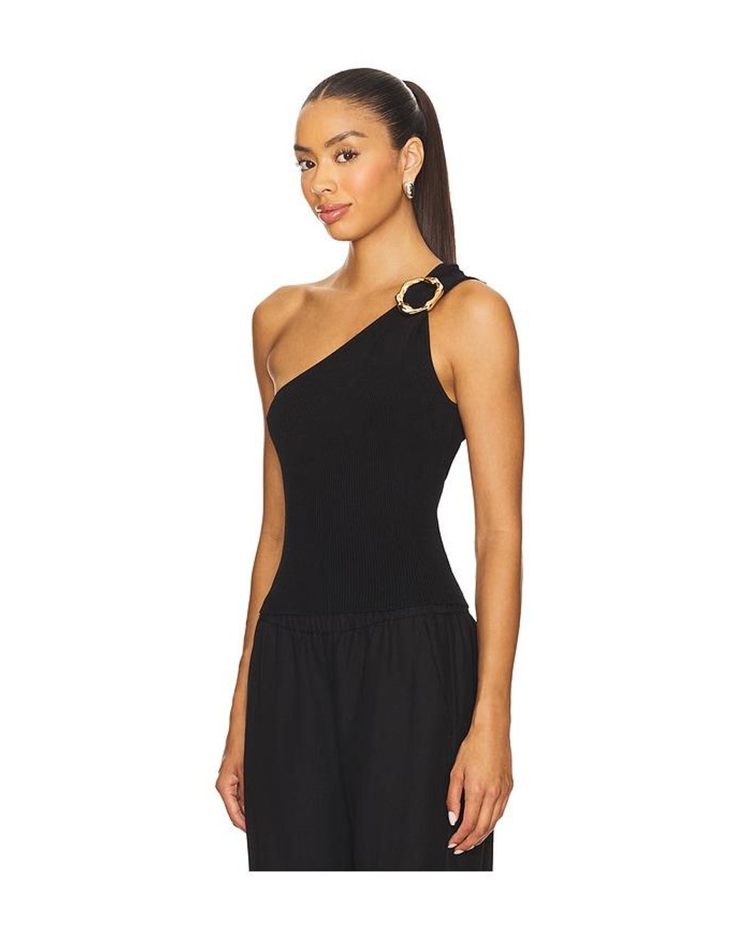 Jonathan Simkhai Black Fenix One Shoulder Top