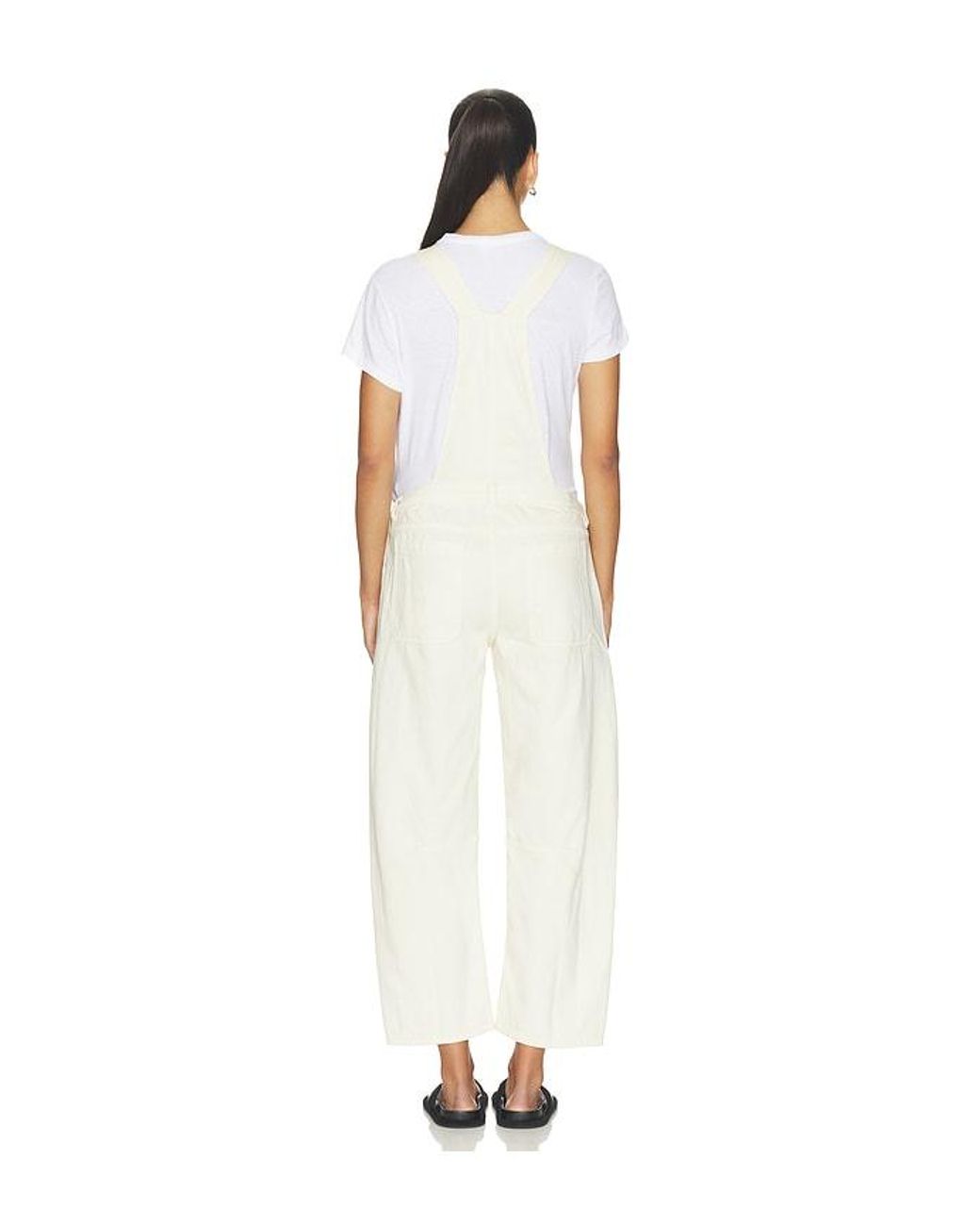 DL1961 White X Bumpsuit Bilie Maternity Overalls