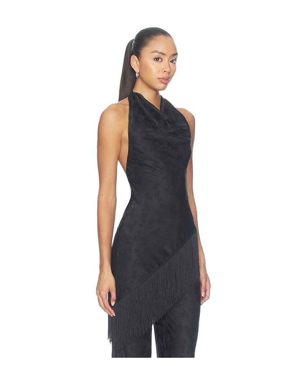 Lovers + Friends Blue Mona Satin Fringe Tunic