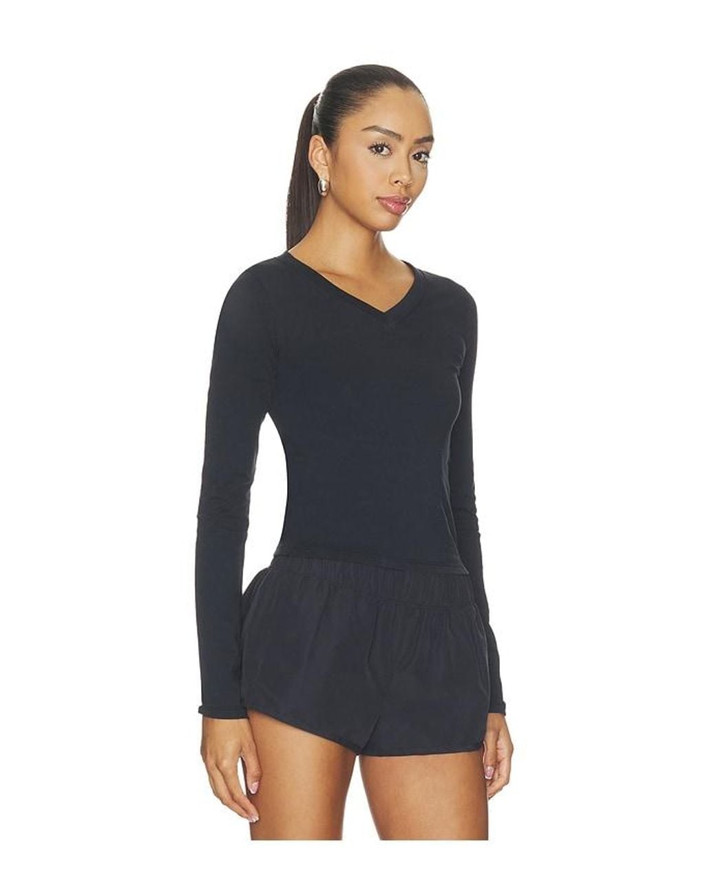 WellBeing + BeingWell Black Estrella V Neck Shirt