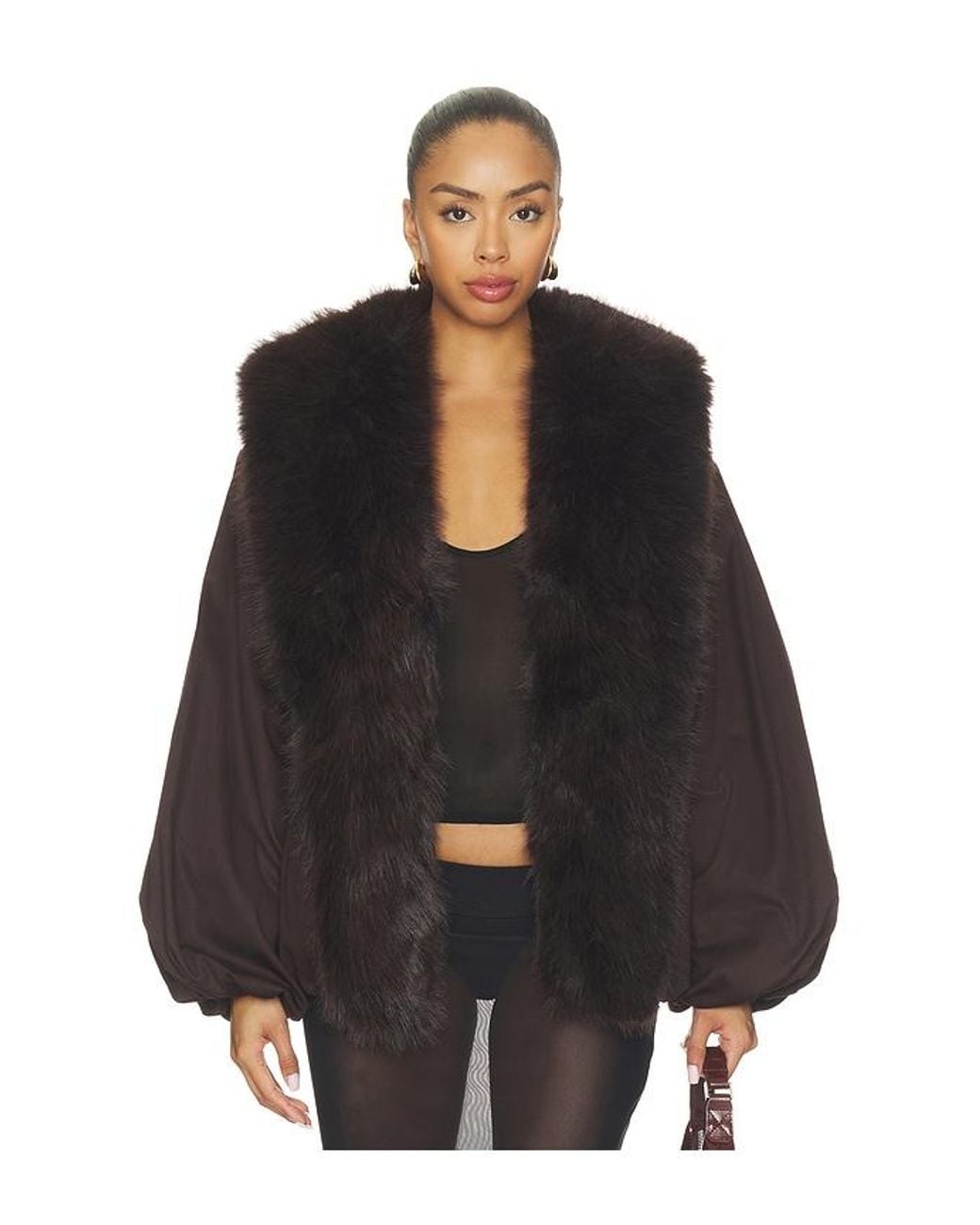 ROTATE BIRGER CHRISTENSEN Black Faux Fur Collar Jacket