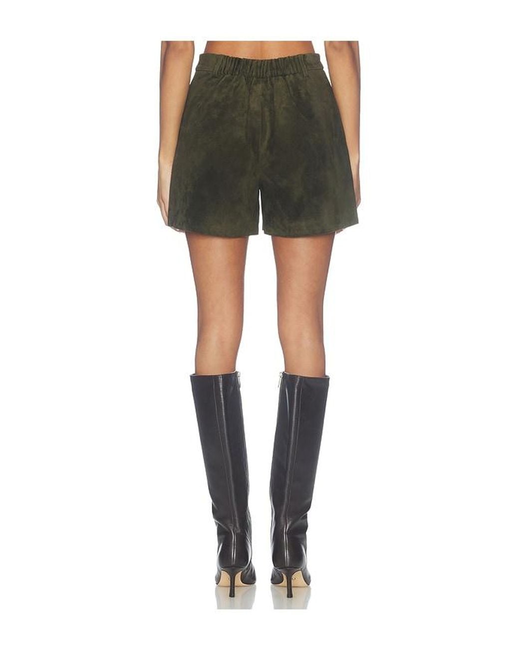 AEXAE Green Lamb Leather Suede Short