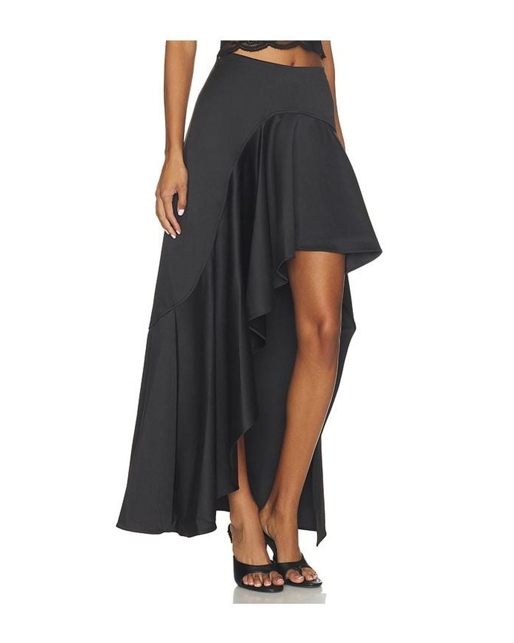 AKNVAS Black Alana Draped Satin Skirt