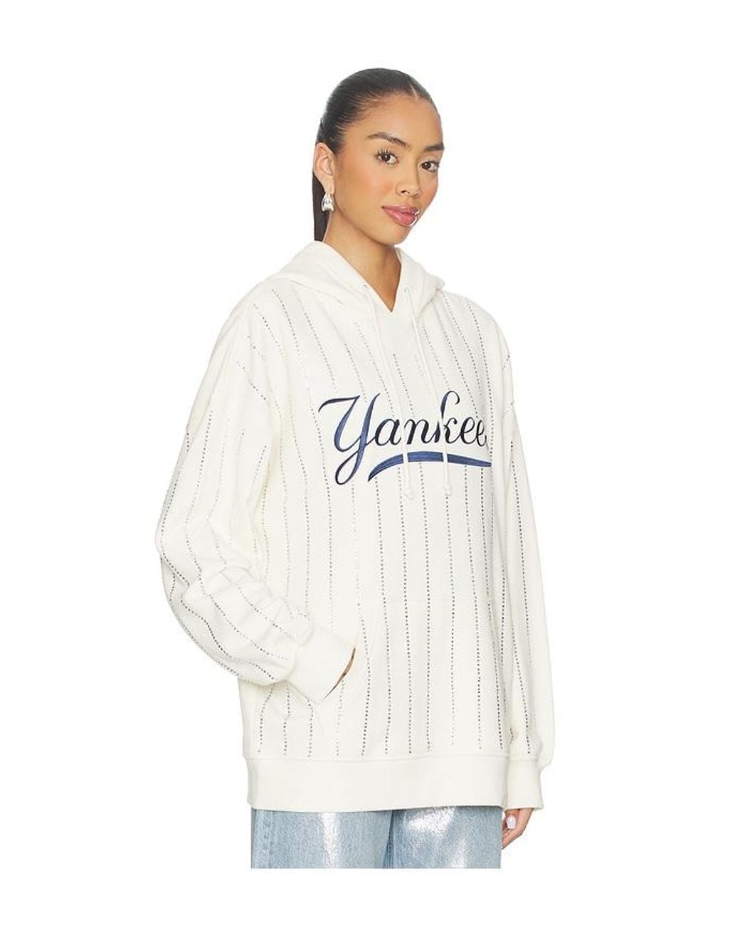 Terez White X Revolve Yankees Gem Pinstripe Hoodie