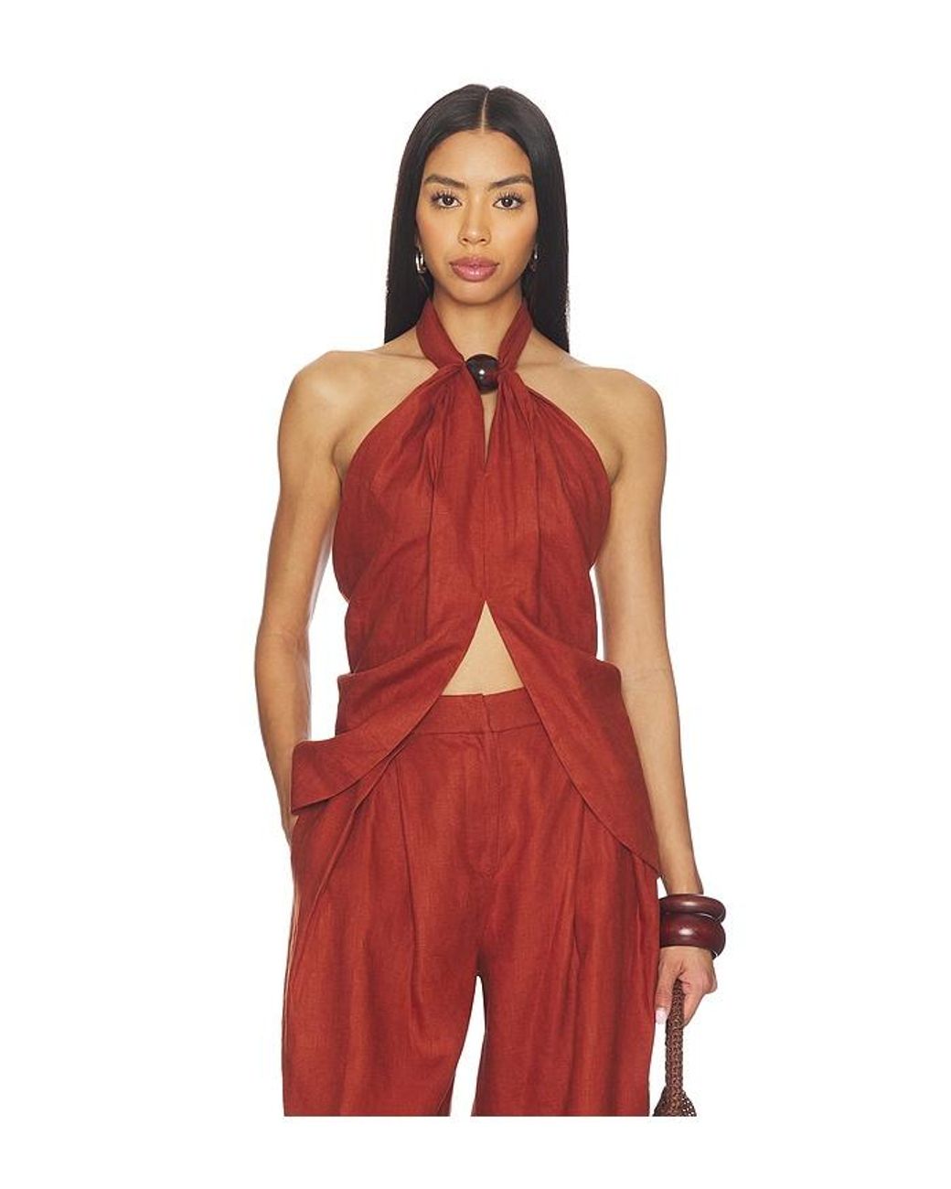 Faithfull The Brand Red Biba Halter Top