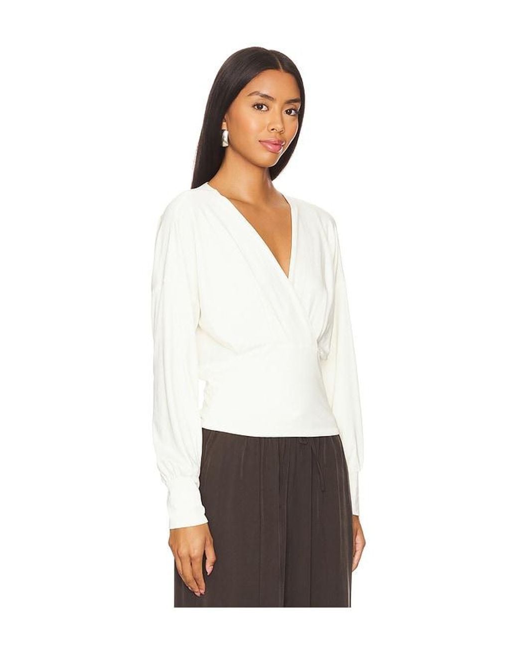 Bobi White Long Sleeve Blouse