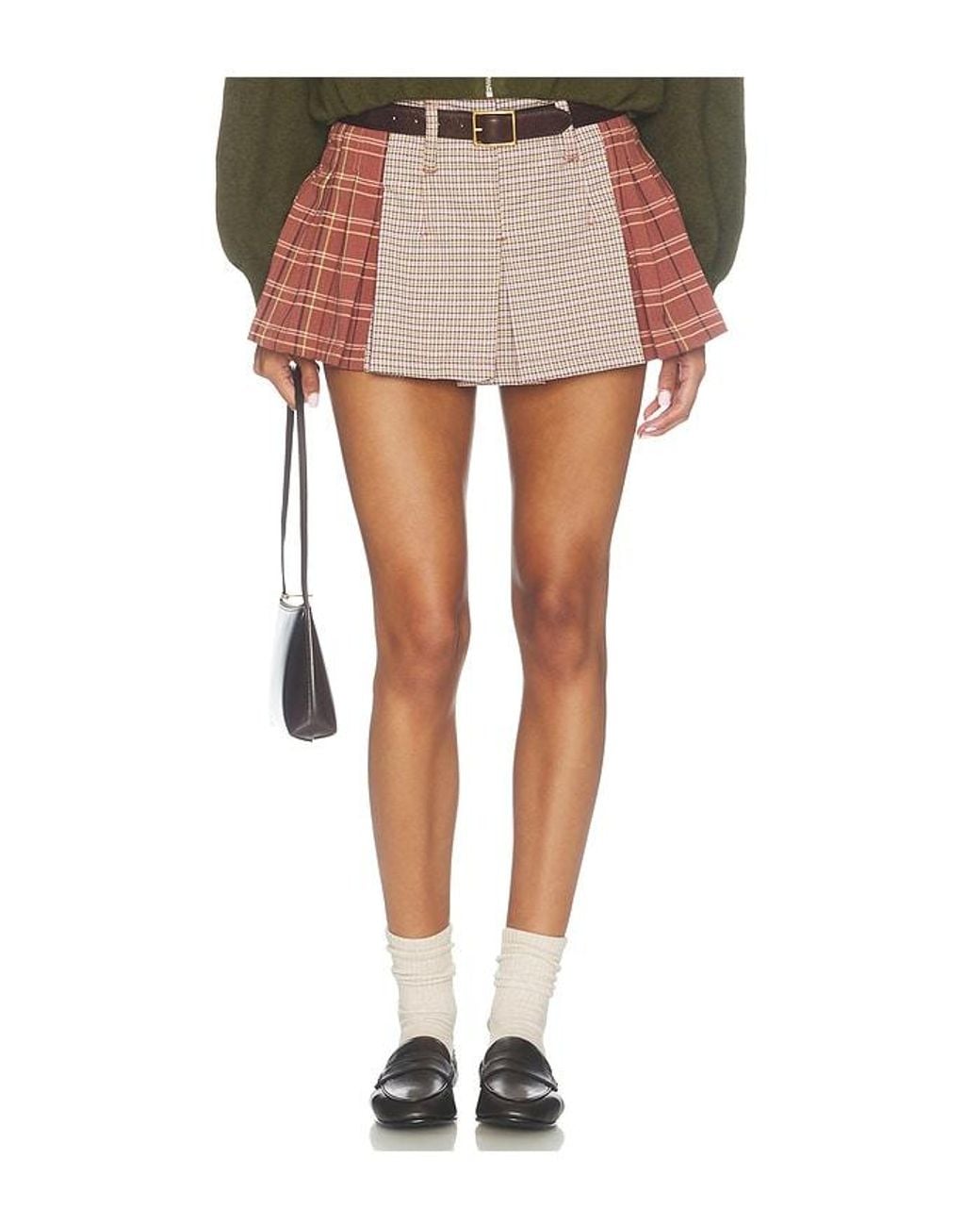 Free People Multicolor Sherry Pleated Mini Skirt