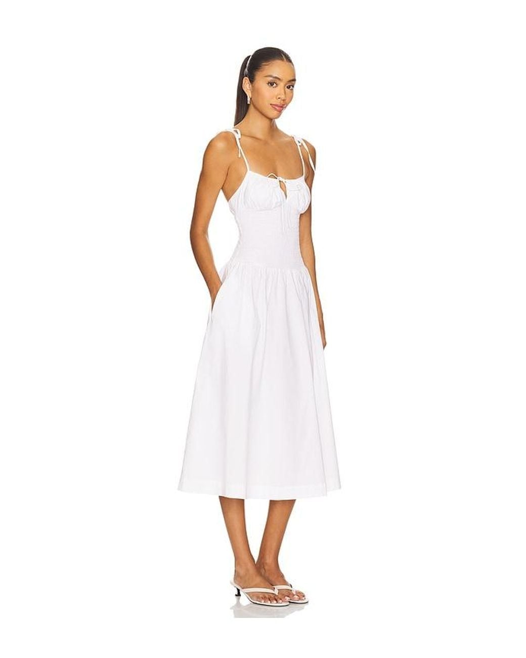 GUIZIO White Lura Midi Dress