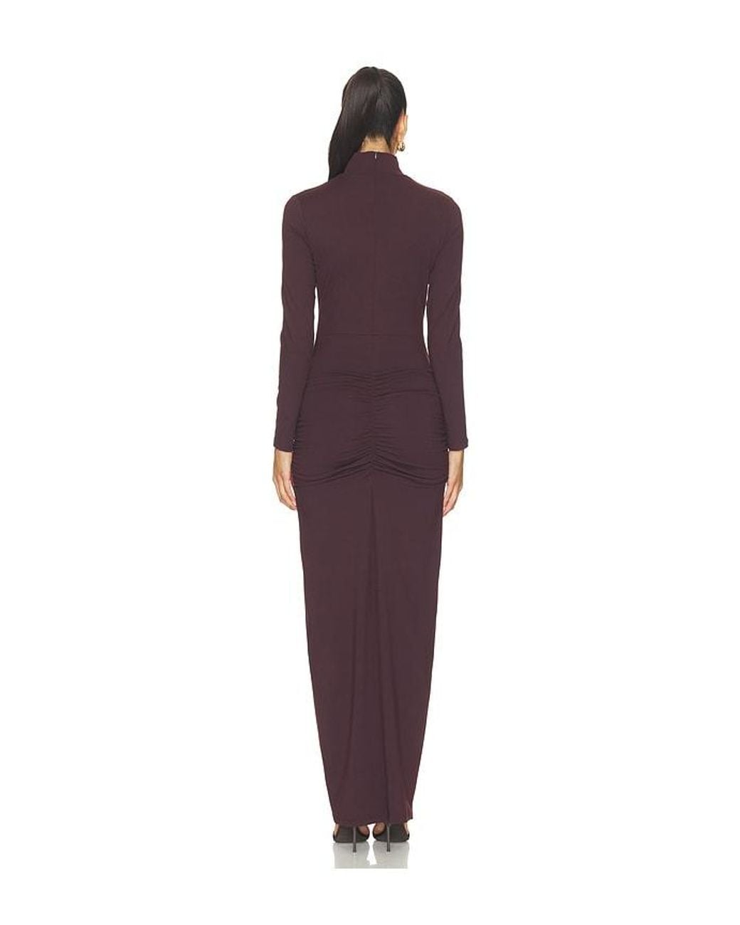 Susana Monaco Purple Mock Long Sleeve Slit Front Dress