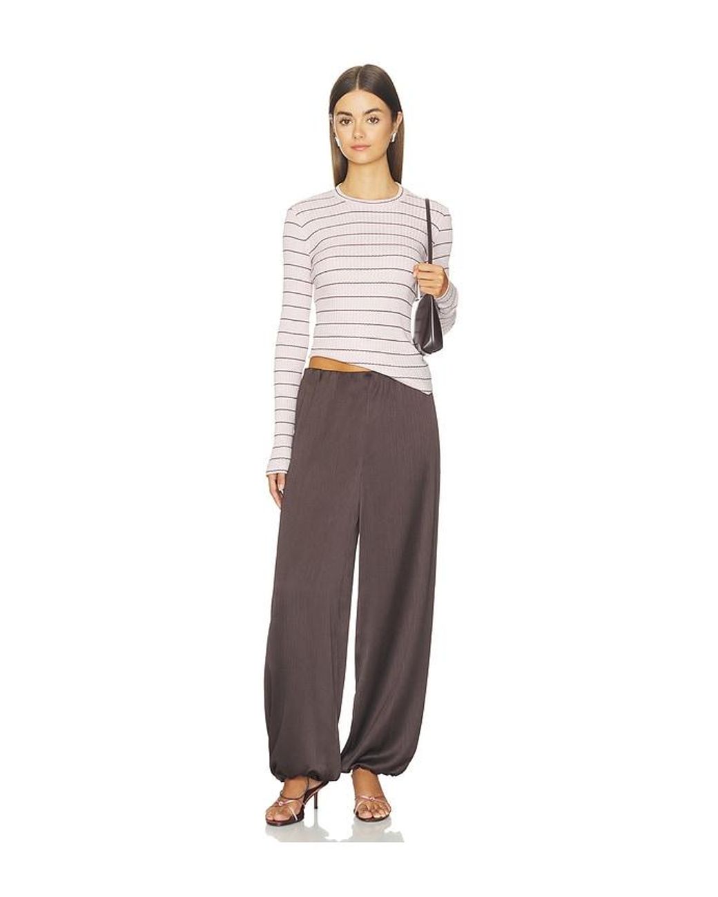 Vince White Rib Stripe Long Sleeve Crew