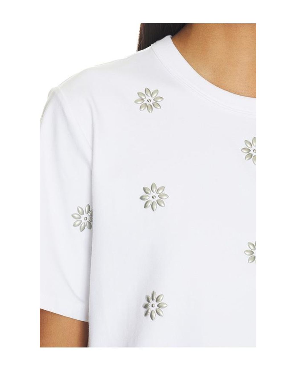 Veronica Beard White Embellished Sebastian Tee