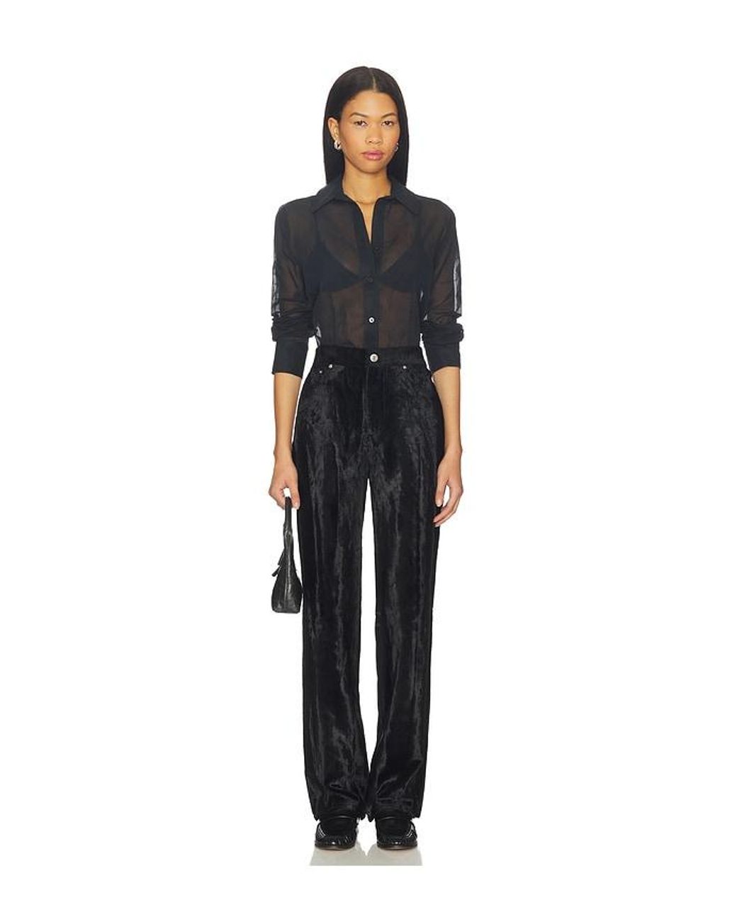 Helmut Lang Black Pony High Rise Straight