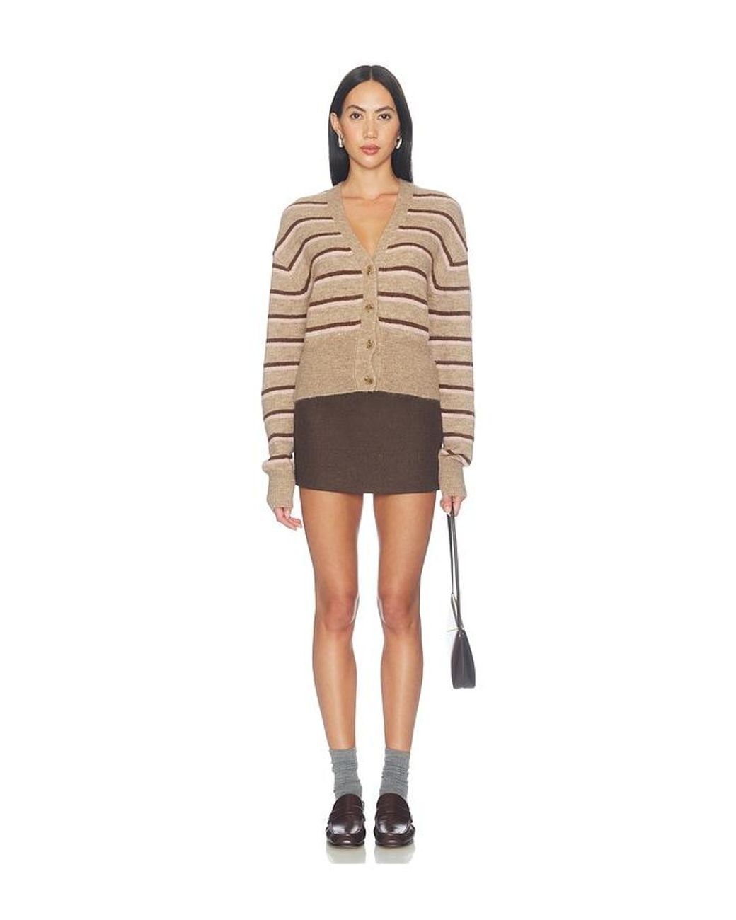 Lovers + Friends Natural Haidee Striped Cardigan