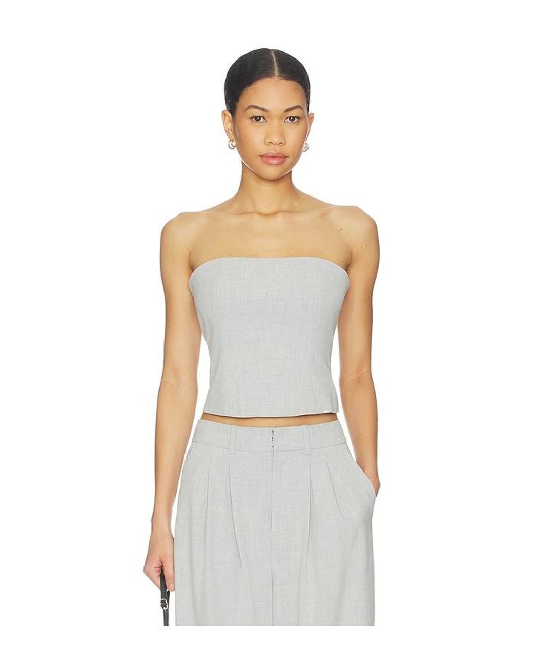 GOOD AMERICAN White Essential Suiting Strapless Top