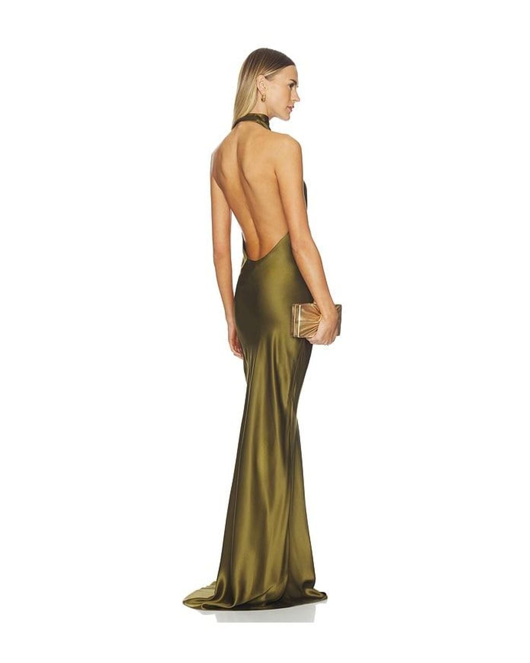 The Sei Green Halter Drape Bias Gown