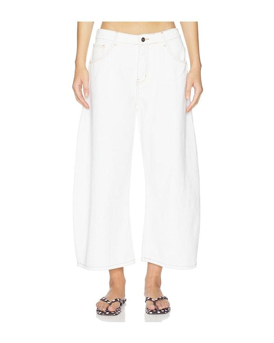 Lioness White Horseshoe Cropped Jeans