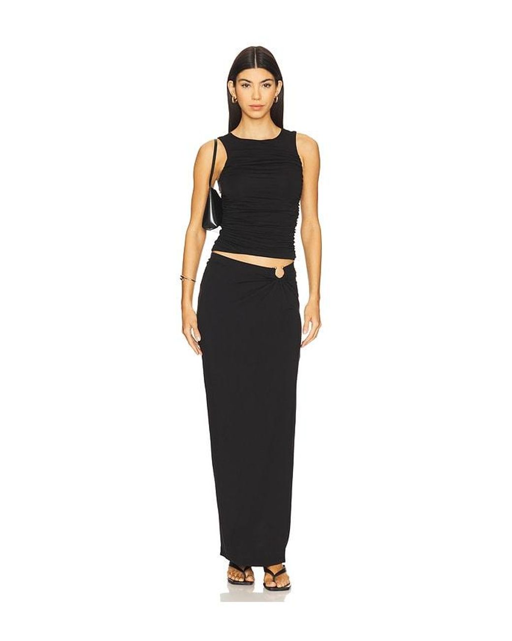 GOOD AMERICAN Black Ruched Tank Top