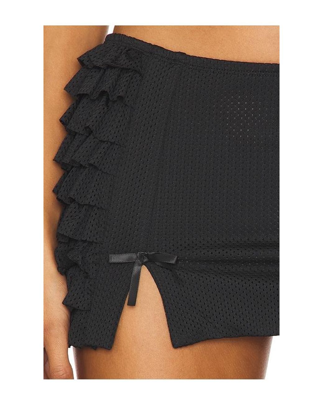Nii HAI Blue Ruffle Bow-Accented Perforated Jersey Skirt