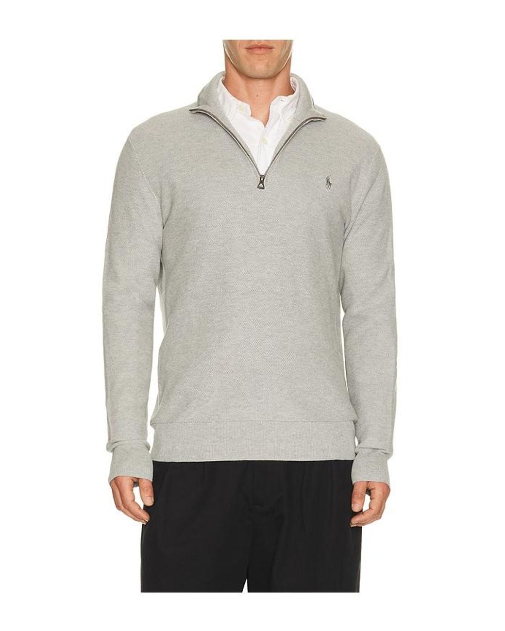 Polo Ralph Lauren Gray Cotton 1/2 Zip Pullover Sweater for men