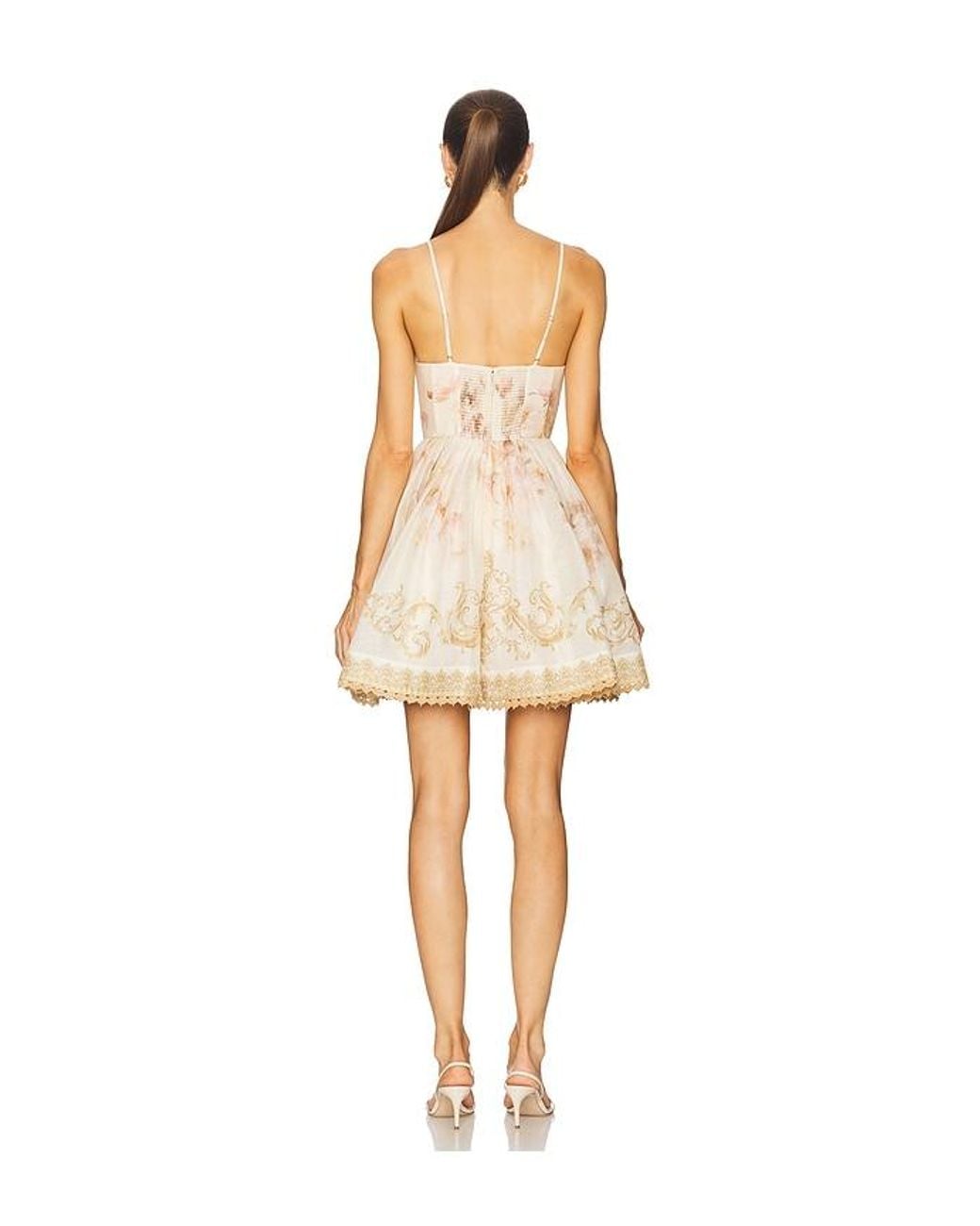 Zimmermann Natural Hypnotic V Neck Mini Dress