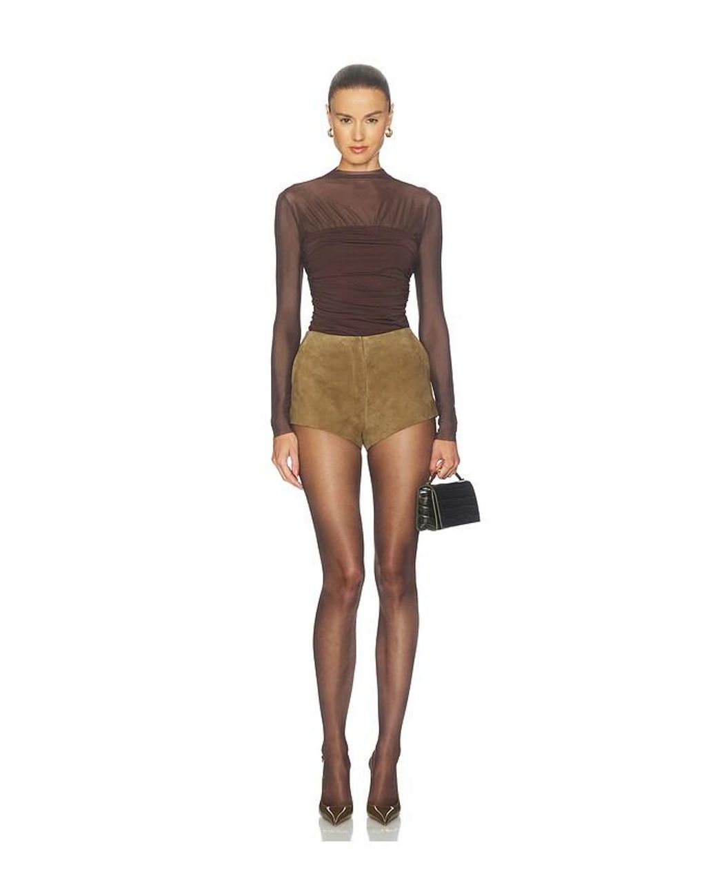 SER.O.YA Brown Leigh Mesh Top