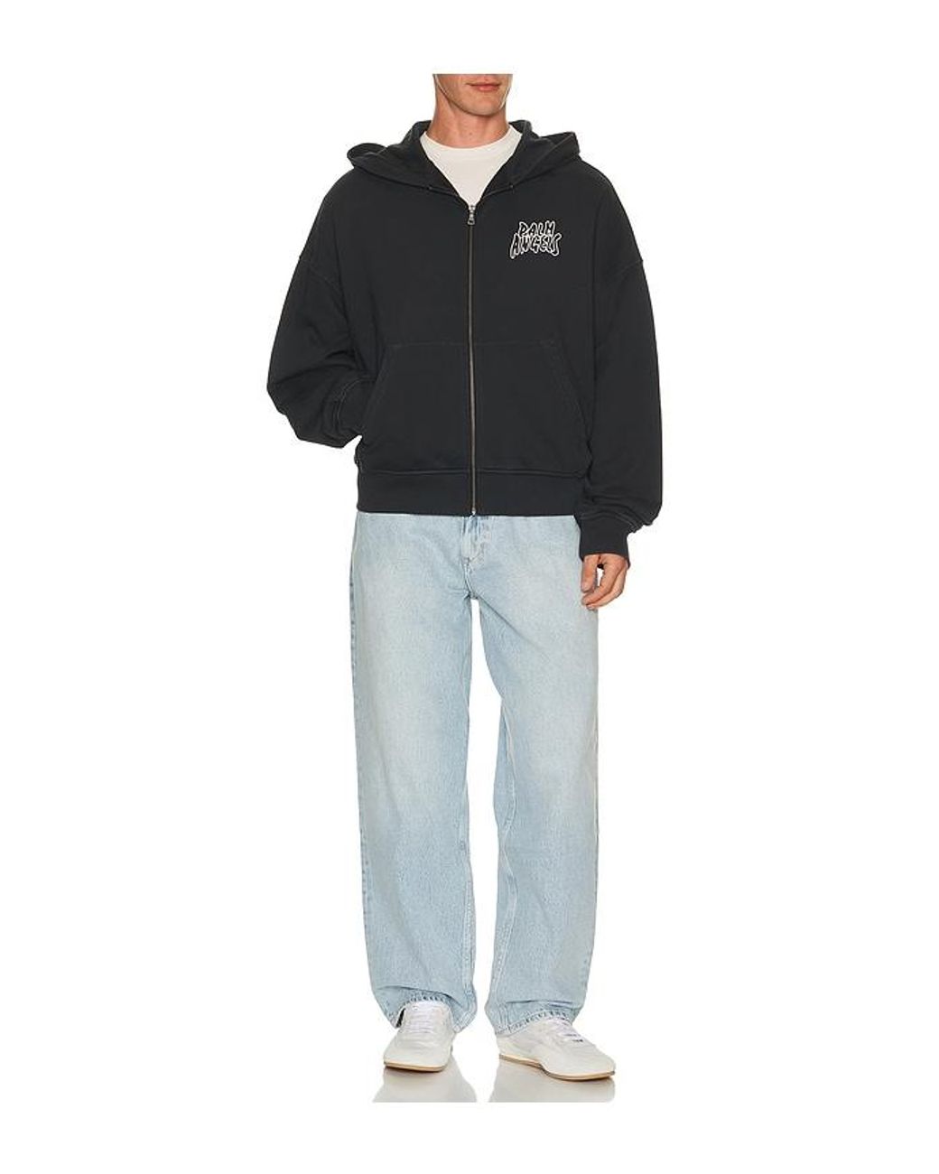 Palm Angels Black Palm Leaf Zipped Loose Hoodie for men