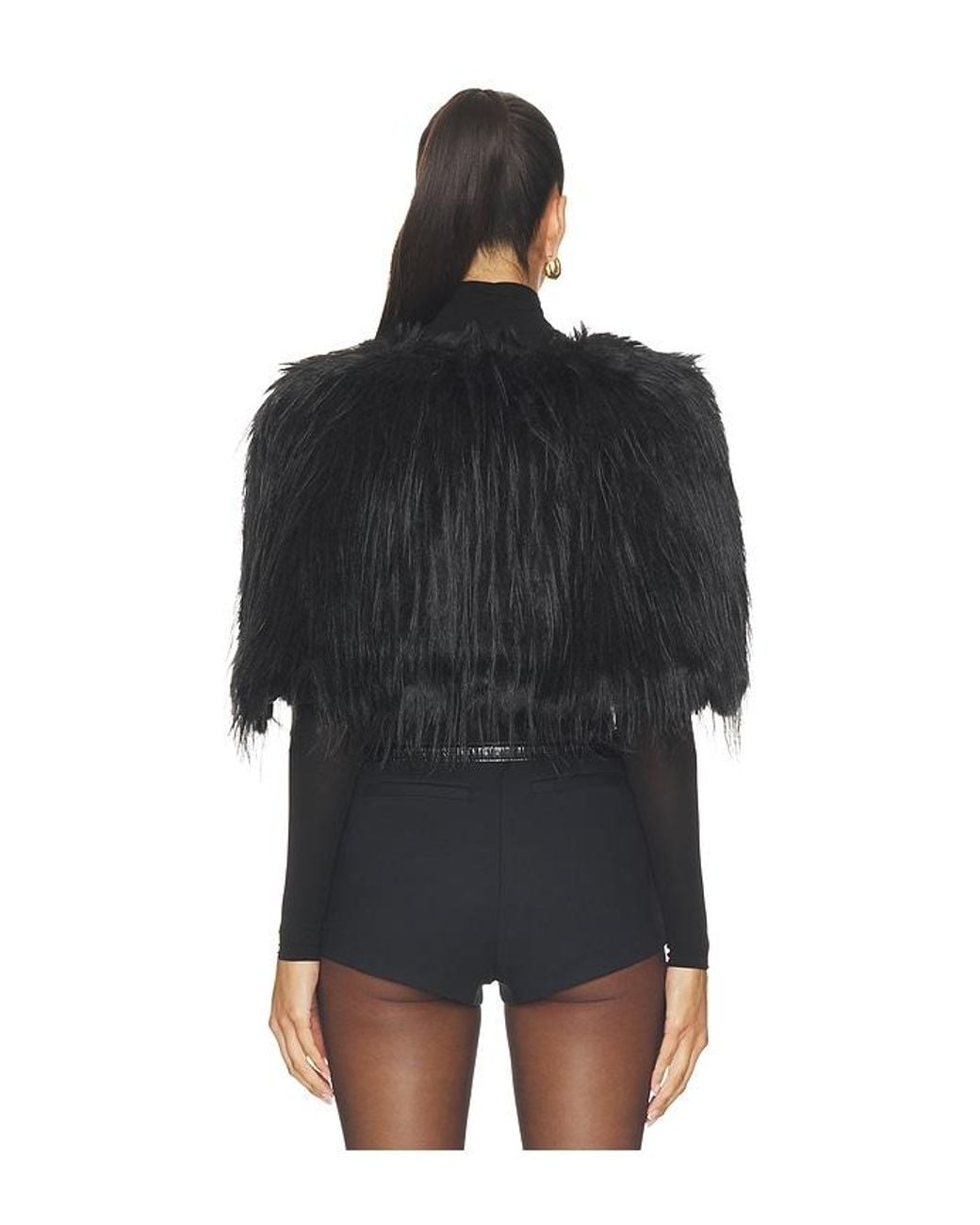 AFRM Black Faux Fur Poncho