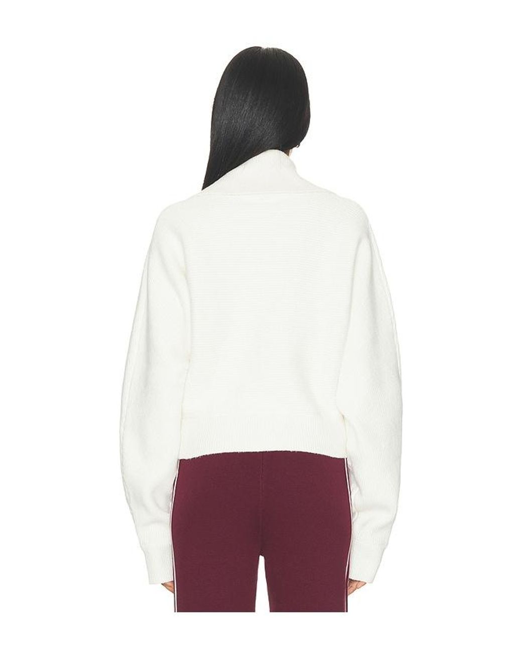 ADANOLA White Volume Sleeve Knit Henley Pullover