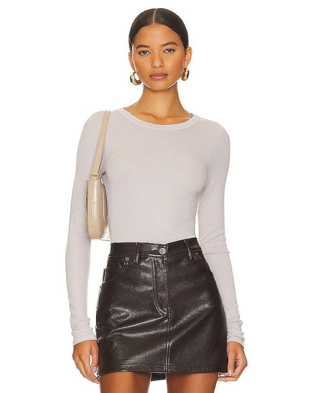 Enza Costa Natural Silk Knit Long Sleeve Tuck Top