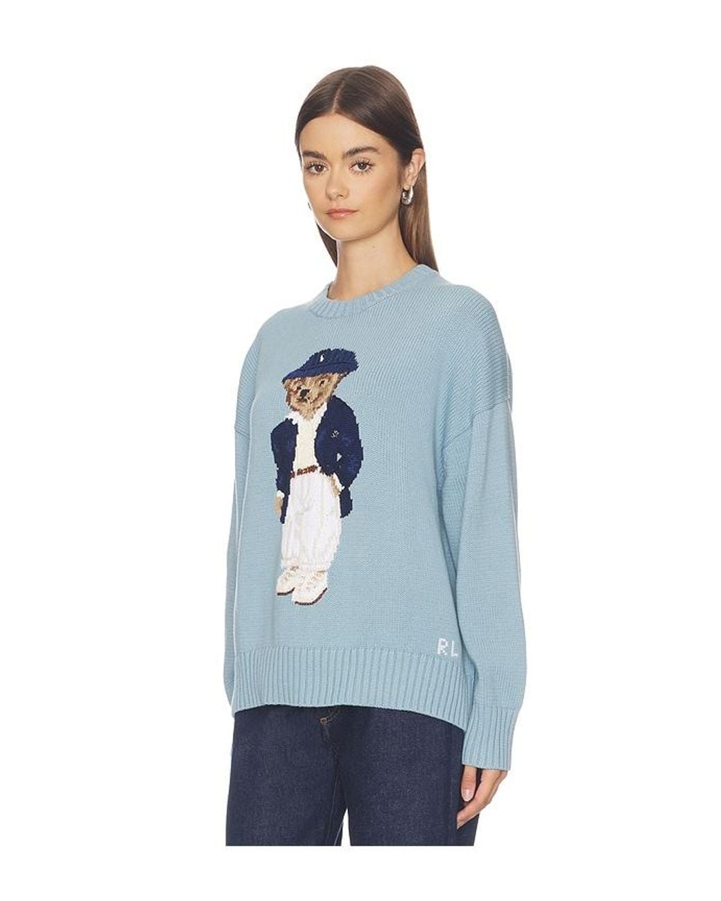 Polo Ralph Lauren Blue Cotton Bear Crew Neck Pullover