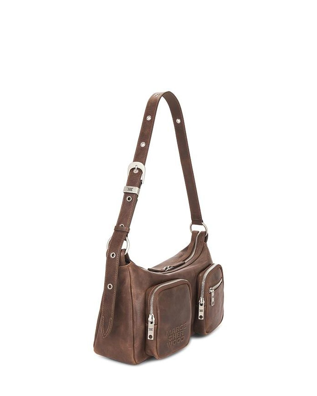 MARGE SHERWOOD Brown Outpocket Hobo Bag