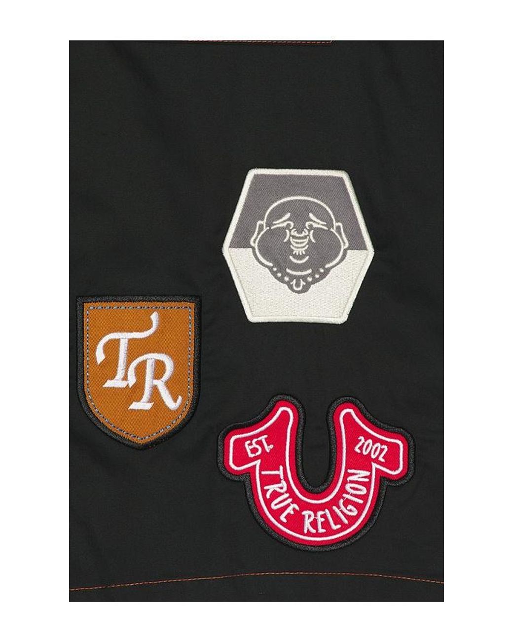 True Religion Black Short Sleeve Patchwork Shirt for men