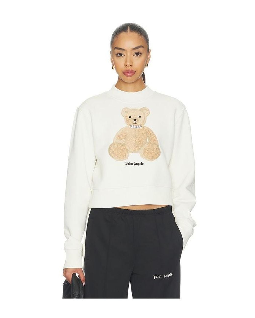 Palm Angels White Bear Fitted Crew Sweatshirt