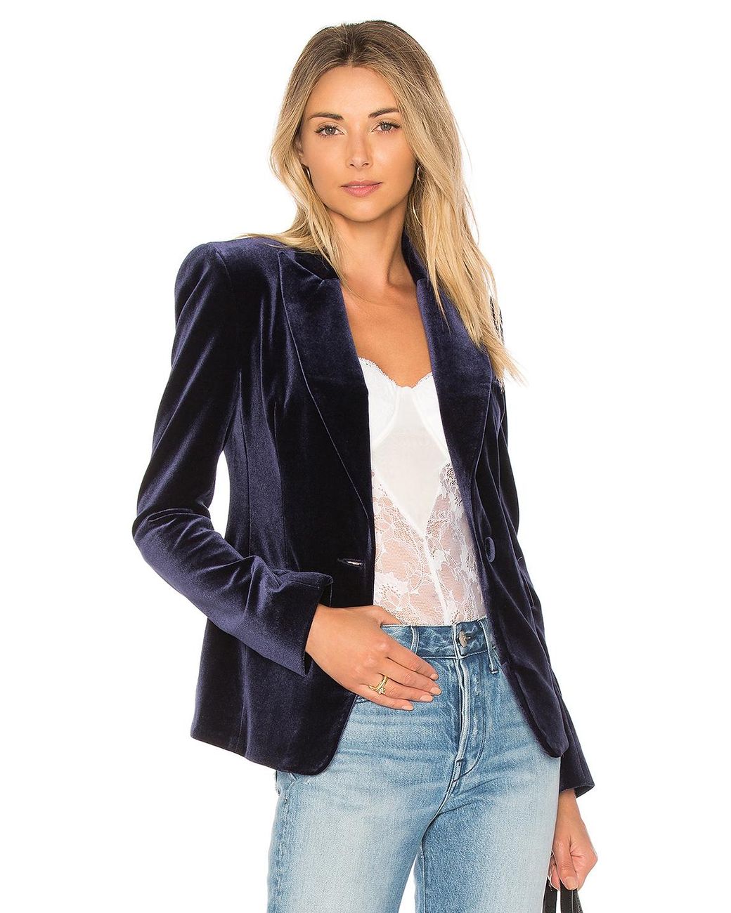 Nicholas Velvet Blazer in Blue Lyst