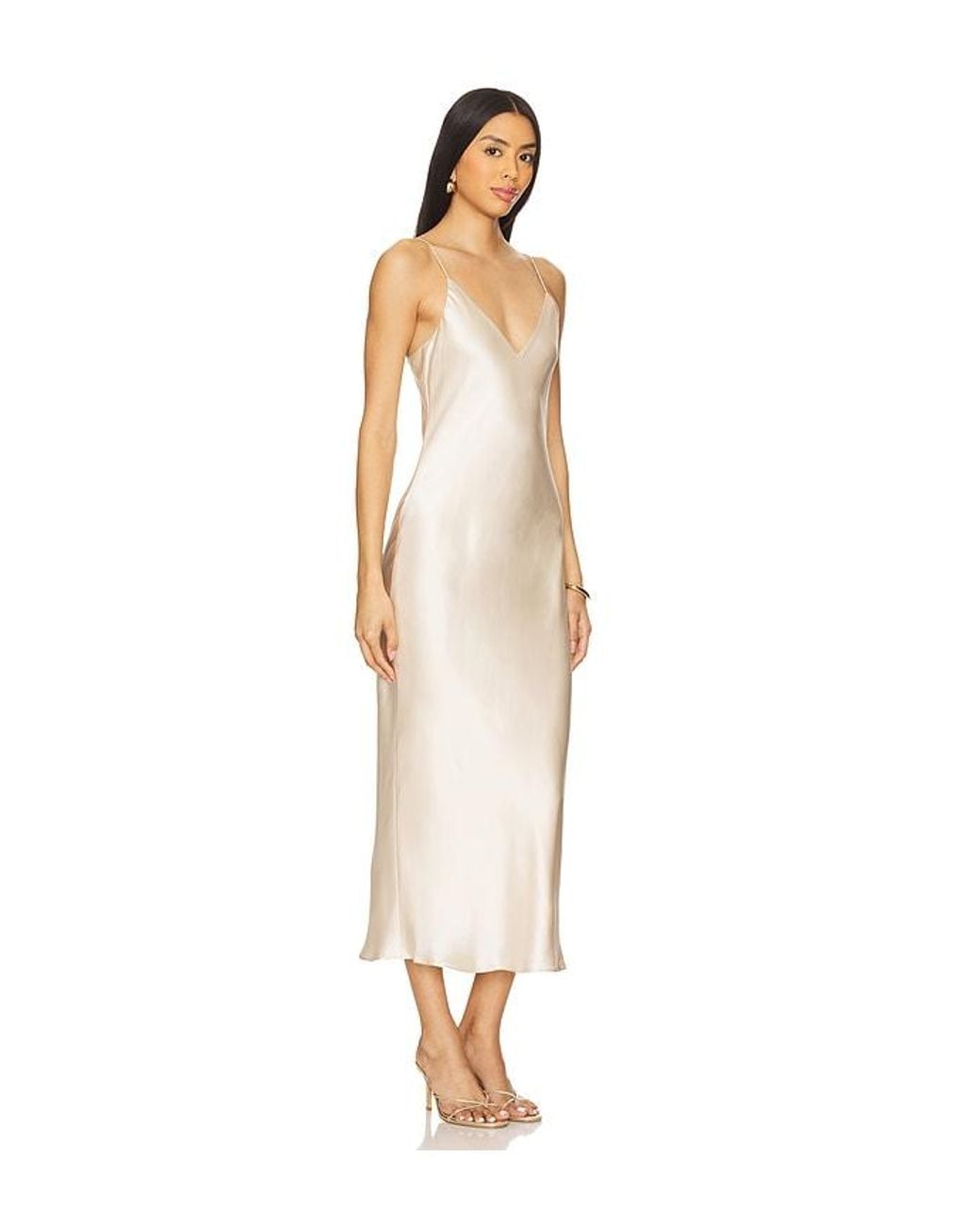 L'Agence White Seridie Slip Midi Dress