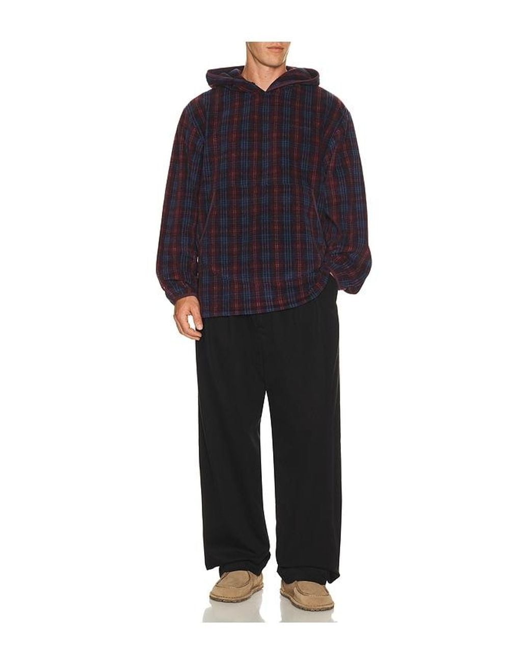 KAPPY DESIGN Blue Fleece Check Button Hoodie for men