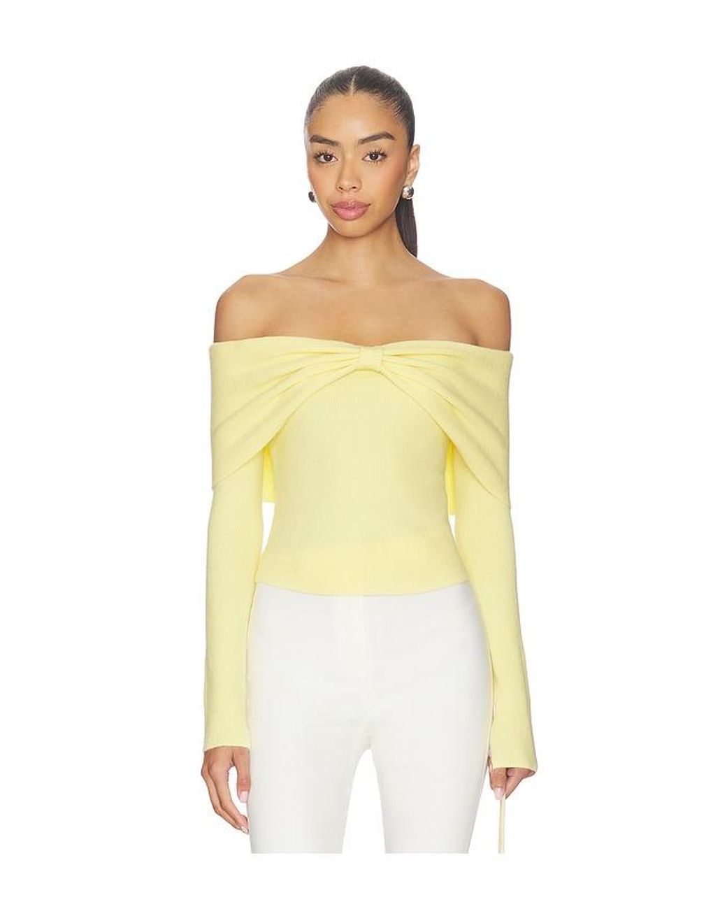 MAJORELLE Yellow Emma Off The Shoulder Sweater
