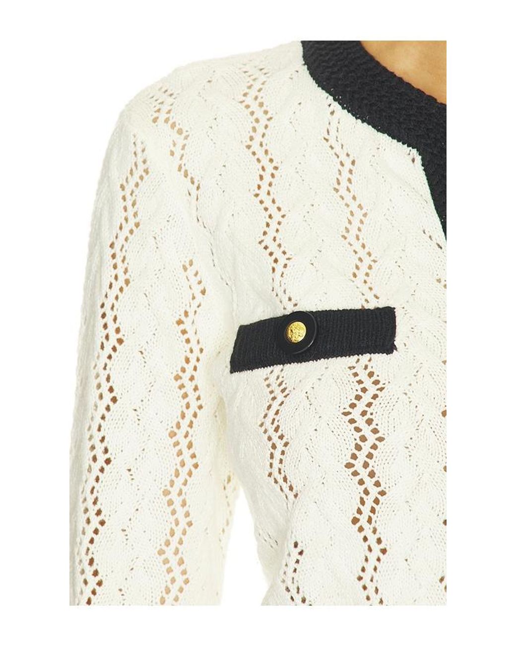 L'Agence White Zephyra Pointelle Cardigan