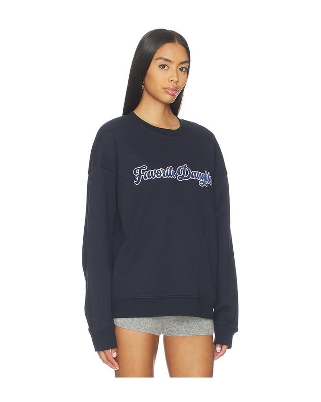 FAVORITE DAUGHTER Blue The Varsity Embroidered Sweater