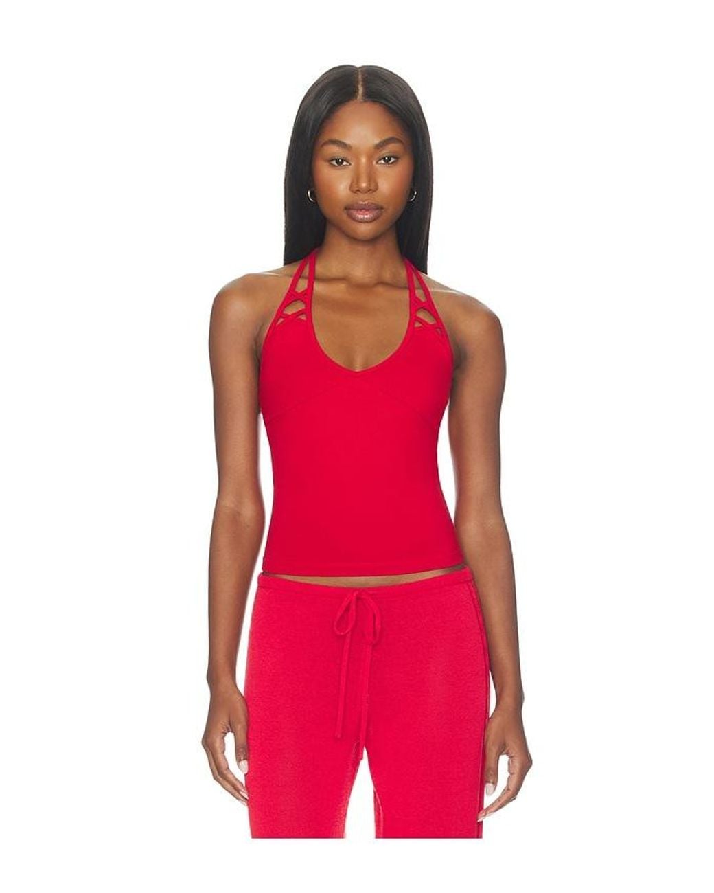 Frankie's Bikinis Red X Jennie Nora Cotton Jersey Halter Top