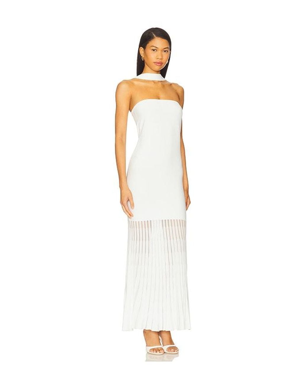 Lovers + Friends White Kelly Pleated Knit Dress
